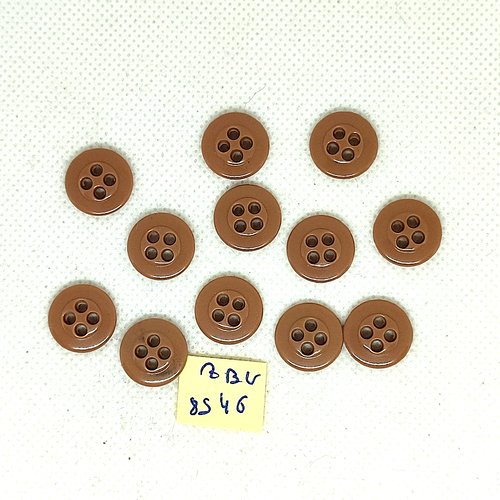 12 boutons en résine marron / taupe - 14mm - abv8546
