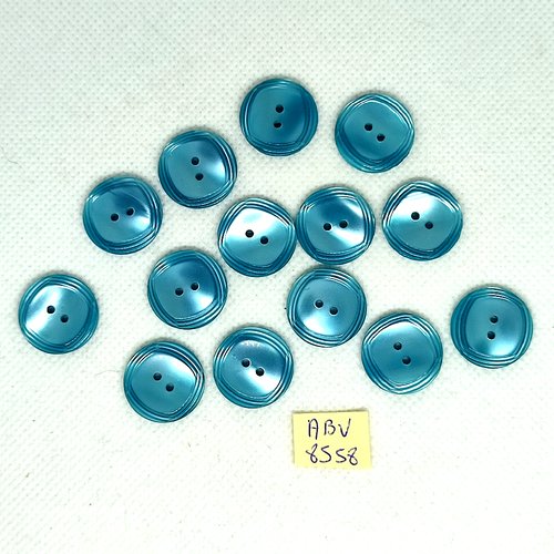 14 boutons en résine bleu - 14mm - abv8558