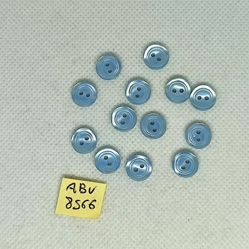 13 boutons en résine bleu - 10mm - abv8566