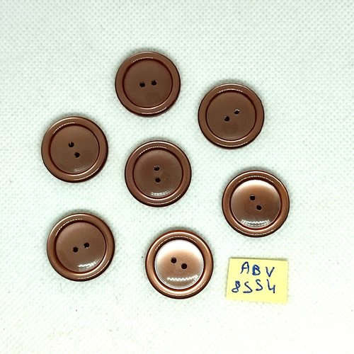 7 boutons en résine marron - 22mm - abv8554