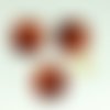 3 boutons en résine orange / marron - 28mm - abv8559