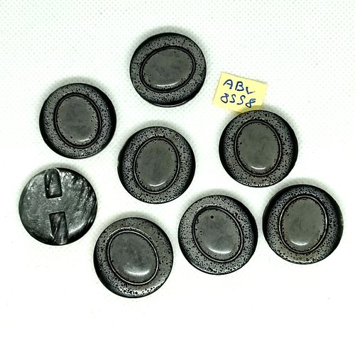 8 boutons en résine gris - 27mm - abv8558