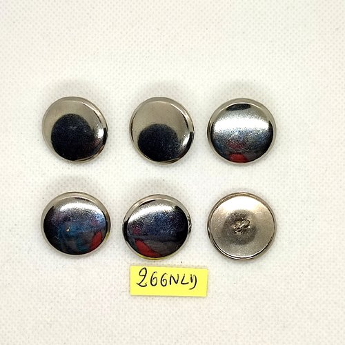 6 boutons en métal argenté - 23mm - 266nld