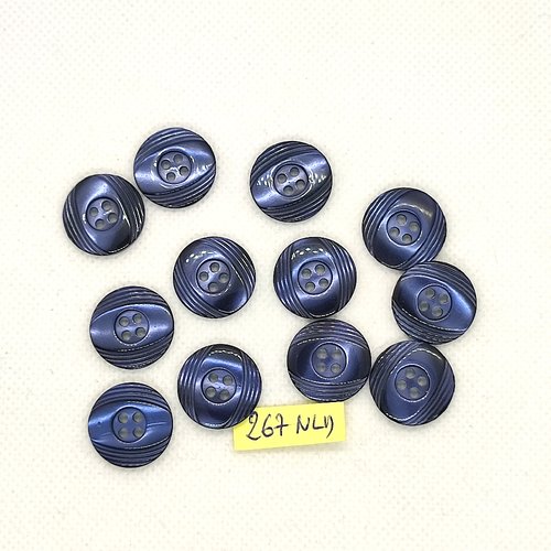 12 boutons en résine bleu - 18mm - 267nld