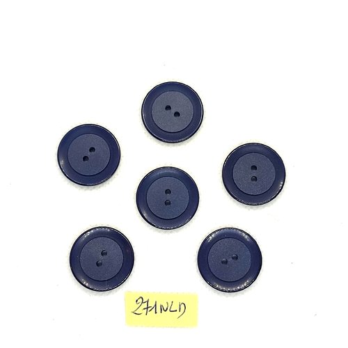 6 boutons en résine bleu - 22mm - 271nld