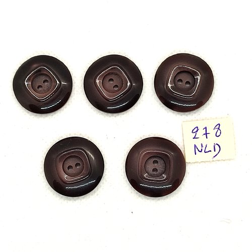 5 boutons en résine marron - 22mm - 278nld