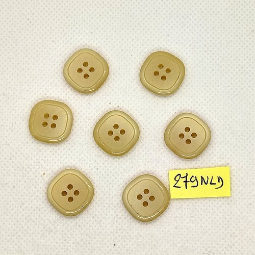 7 boutons en résine beige - 16x16mm - 279nld