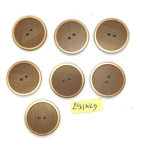 7 boutons en résine beige / taupe - 27mm - 291nld