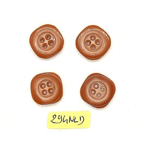 4 boutons en résine marron clair - 20x20mm - 294nld
