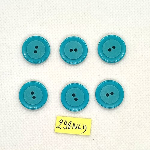 6 boutons en résine bleu / vert - 18mm - 298nld