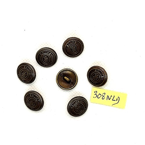 7 boutons en métal bronze - 15mm - 308nld