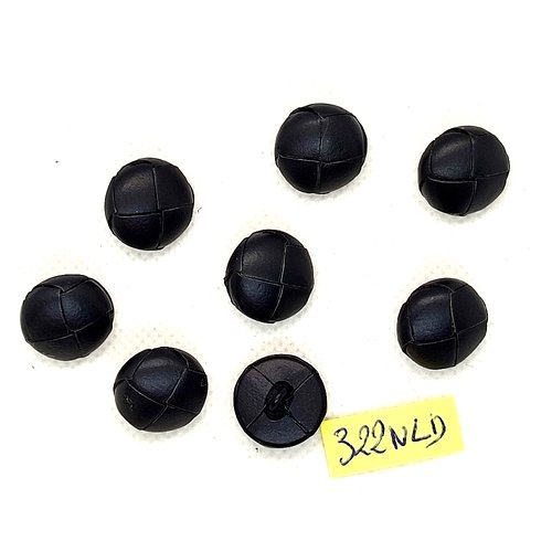 8 boutons en cuir noir ou bleu nuit - 16mm - 322nld