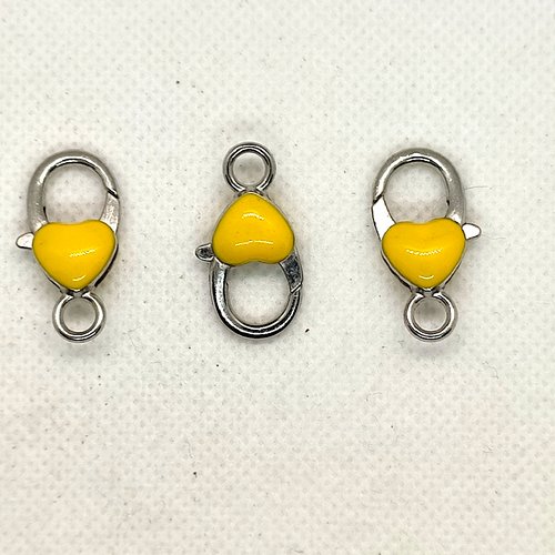 3 fermoirs - mousqueton en métal argenté et jaune - 14x27mm