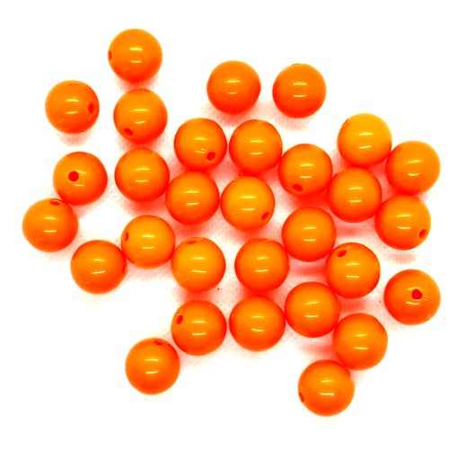 30 perles en résine orange - 13mm