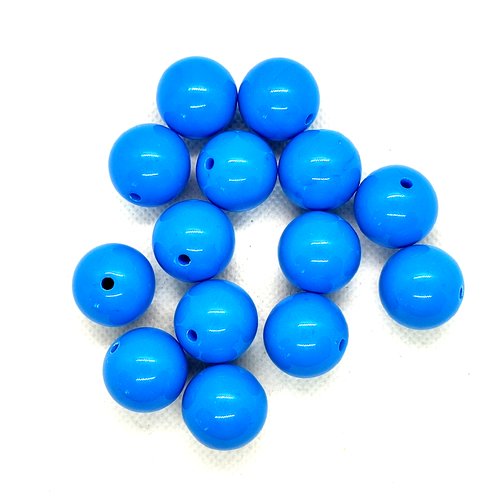 14 perles en résine bleu - 19mm