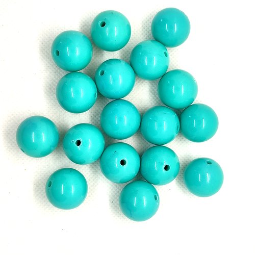 17 perles en résine bleu / vert - 19mm