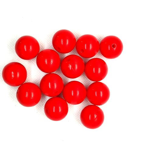14 perles en résine rouge - 19mm