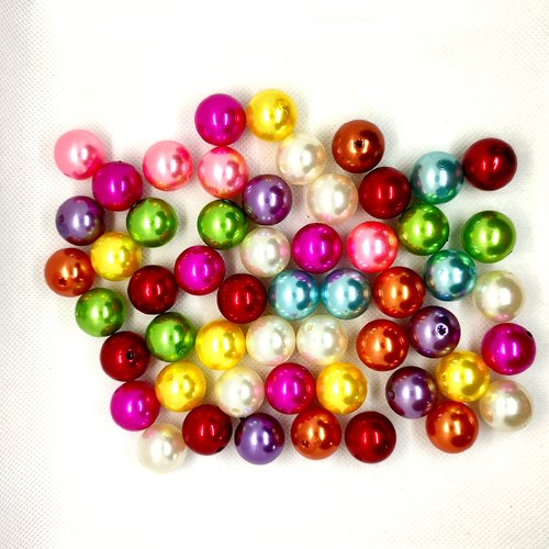 54 perles en résine multicolore - 17mm