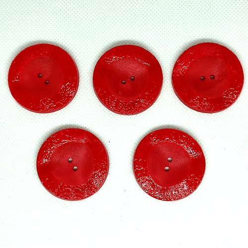 5 boutons en résine rouge - 36mm - a2