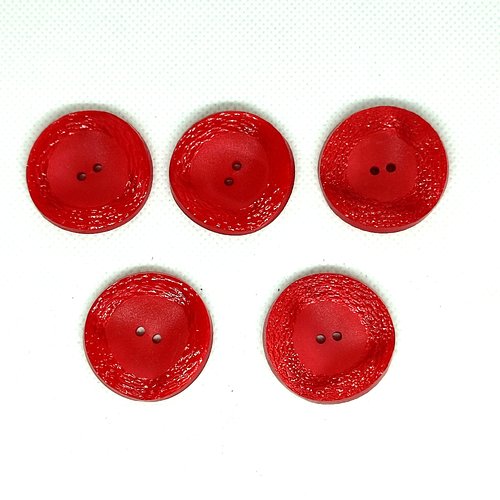 5 boutons en résine rouge - 31mm - a2