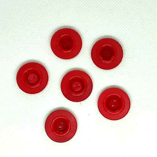 6 boutons en résine rouge - 22mm