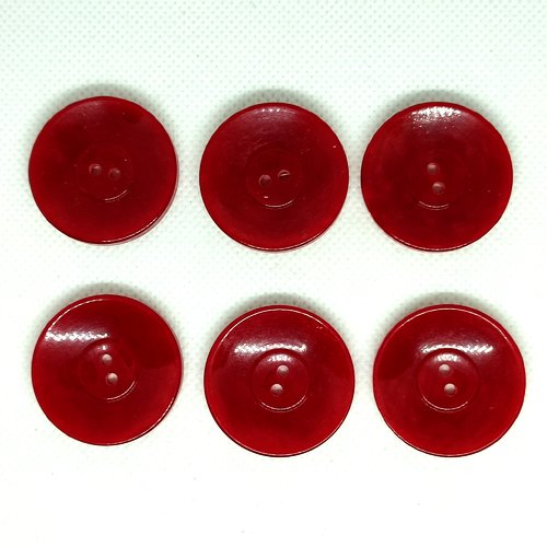 6 boutons en résine rouge - 31mm