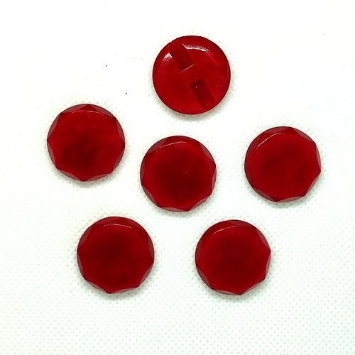 6 boutons en résine rouge - 22mm