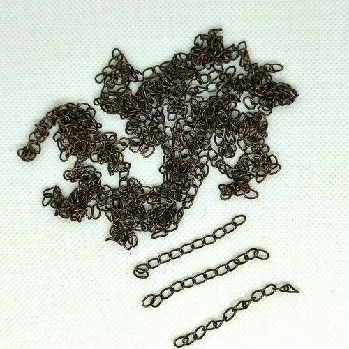 52 chaines d'extension métal bronze +/- 45mm