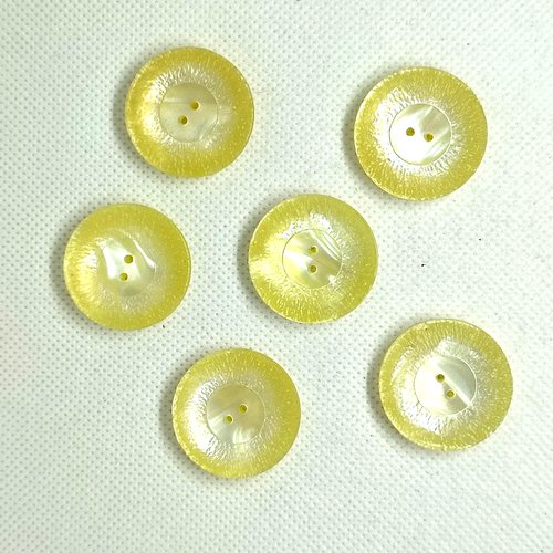 6 boutons en résine jaune et blanc - 28mm