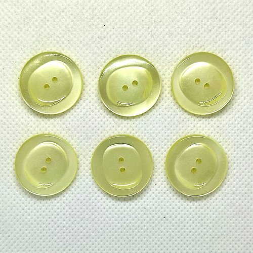 6 boutons en résine jaune - 22mm