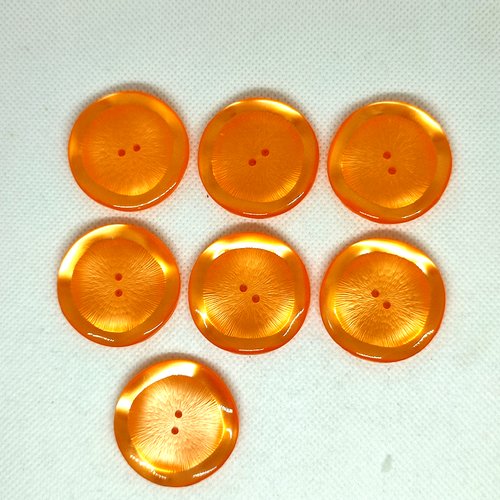 7 boutons en résine orange - 35mm - a11