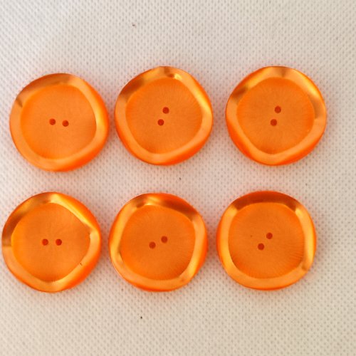6 boutons en résine orange - 31mm - a11