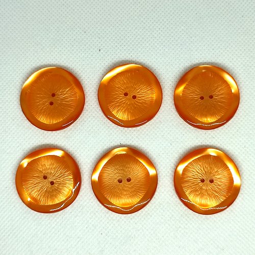 6 boutons en résine orange un peu foncé - 30mm - a10