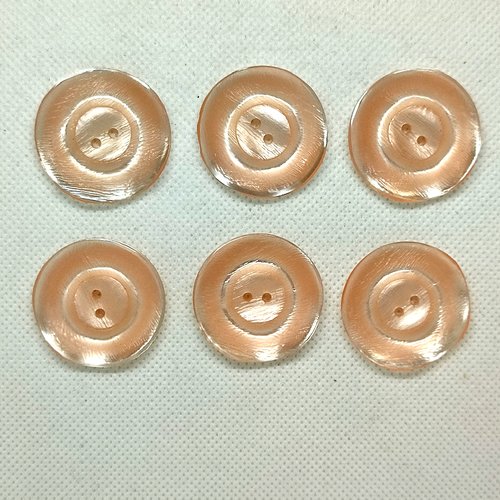 6 boutons en résine rose pale - 32mm - a12