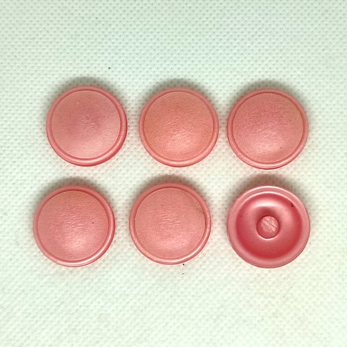 6 boutons en résine rose - 22mm - a12