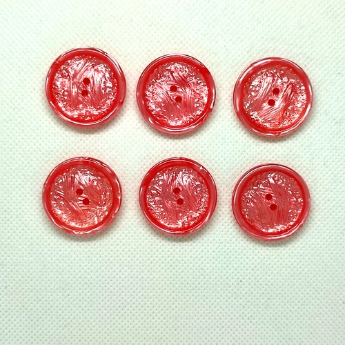 6 boutons en résine rose - 27mm - a13