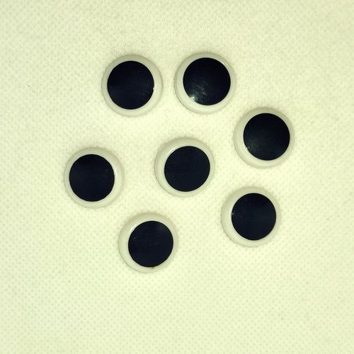 7 boutons en résine bleu foncé et blanc - 18mm - a13