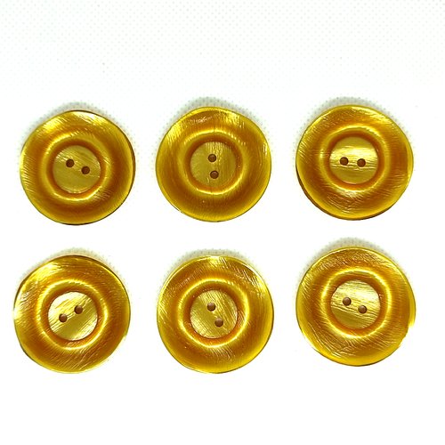 6 boutons en résine jaune / doré - 32mm - a14