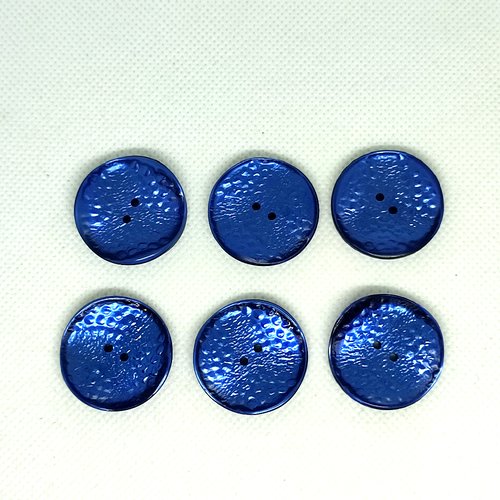 6 boutons en résine bleu - 22mm - a15