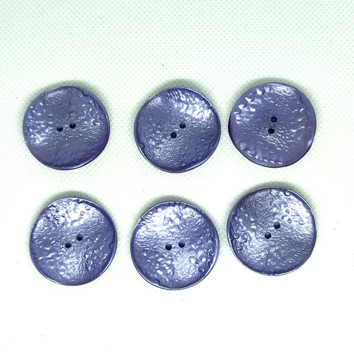 6 boutons en résine violet clair / lilas - 30mm - a16
