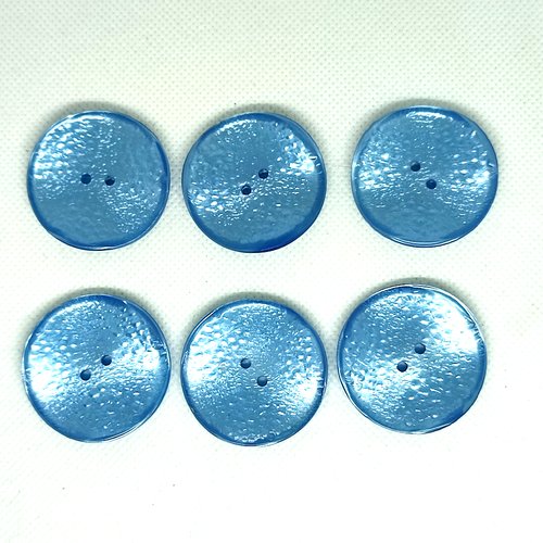 6 boutons en résine bleu - 36mm - a16