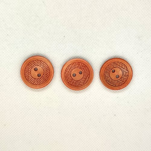 3 boutons en bois vieux rose - 25mm