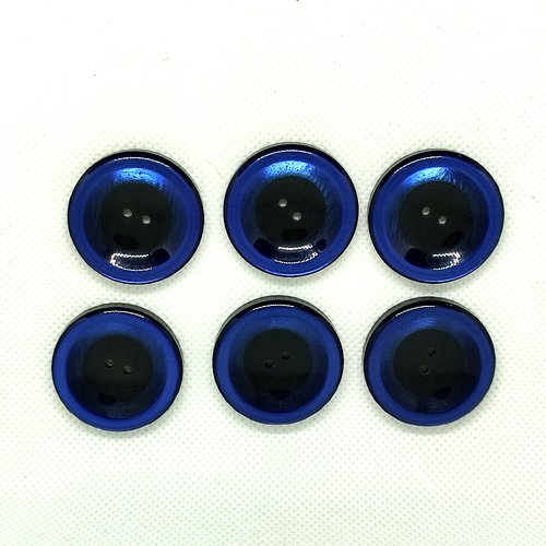 6 boutons en résine bleu foncé - 31mm - a17