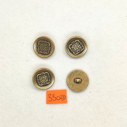 4 boutons en résine doré - 18mm - 3302d