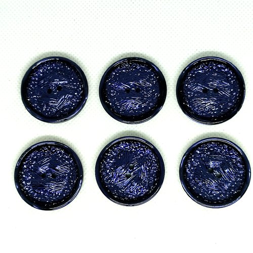 6 boutons en résine bleu nuit - 31mm - a18