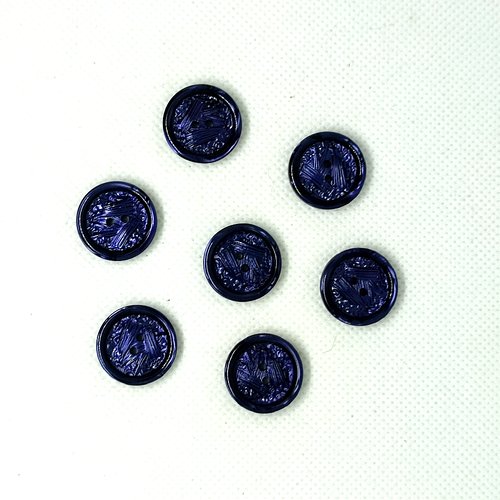 7 boutons en résine bleu nuit - 18mm - a18