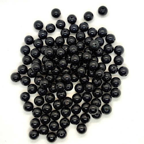 117 perles en résine noir - 11mm