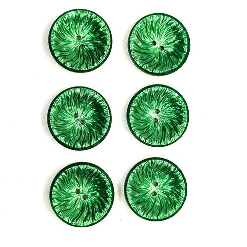 6 boutons en résine vert - 27mm - a20