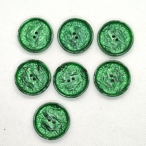 7 boutons en résine vert - 31mm - a21
