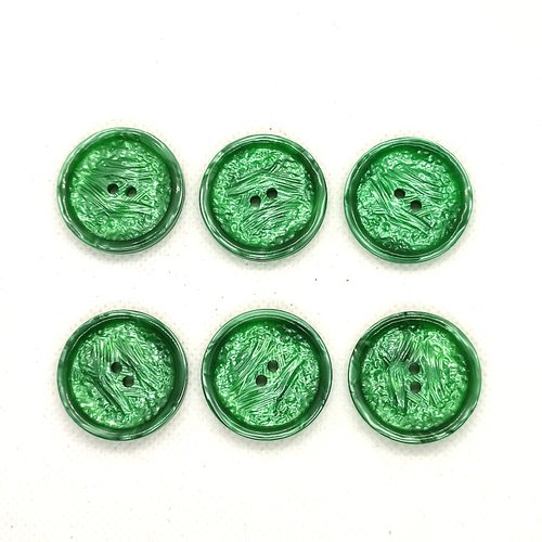 6 boutons en résine vert - 28mm - a21